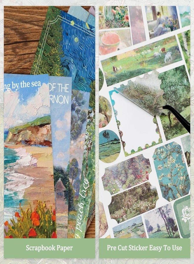 PRSTINCOL Oil Painting Sticker Book, 52 Sheets 500+ Scrapbook Stickers, Vintage Oil Painting Aesthetics Stickers for Adults and Teens, Junk Journal Supplies for Scrapbooking Journaling DIY - Image 4